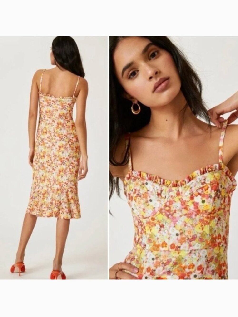 Anthropologie Hutch Selene Midi Floral Multicolored Dress